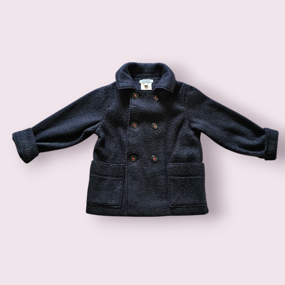 Jacadi Paris‎ Kids Double-Breasted Navy Blue Jacket Sz 24M 88 Cm